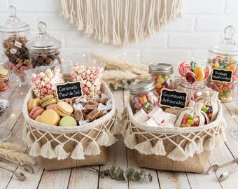 Rustic jute wedding basket – Wedding table decoration – Jute basket for napkins, cutlery or sugared almonds