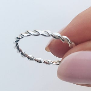Double Twisted Skinny Stacking Ring | 925 Sterling Silver | Handmade | Silver Twisted Ring | Minimalist | Gift Packaging