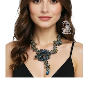 Pattern for 3D Peyote Ruffles & RAW Necklace, Catch the Swirls  Peyote and Right Angle Weave Beadwoven with Seedbeads, CRAW Beading Tutorial