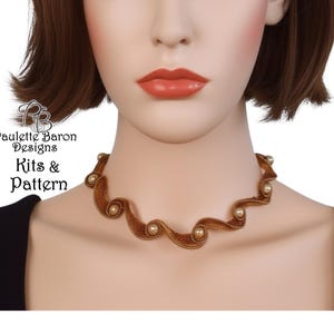 Kit for Spiral Stitch Peyote Necklace Black Silver, Peyote Seedbeads, Pearls and Hidden Clasp, Cellini Bead Weaving Tutorial Paulette Baron