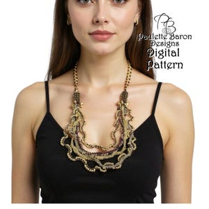 Pattern for Create a Myriad of Spiral Bead Woven Neck Chains Embellish Flat RAW with Demis and Seedbeads, Peyote Bead Weaving Tutorial