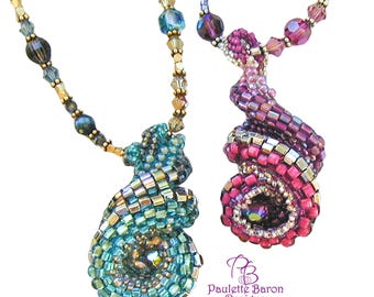 Patroon voor 3D-spiraalketting met kralen, volledig gedraaide kralenketting, peyote met rocailles, zelfstudie peyote-kralenweven, cellini-spiraal