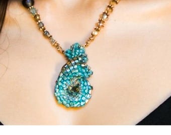 Patroon voor 3D-spiraalketting met kralen, volledig gedraaide kralenketting, peyote met rocailles, zelfstudie peyote-kralenweven, cellini-spiraal