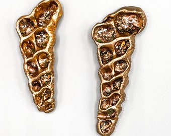 Handmade Gold Clay Cabochon Shells: Bead Embroidery Pendant Focal