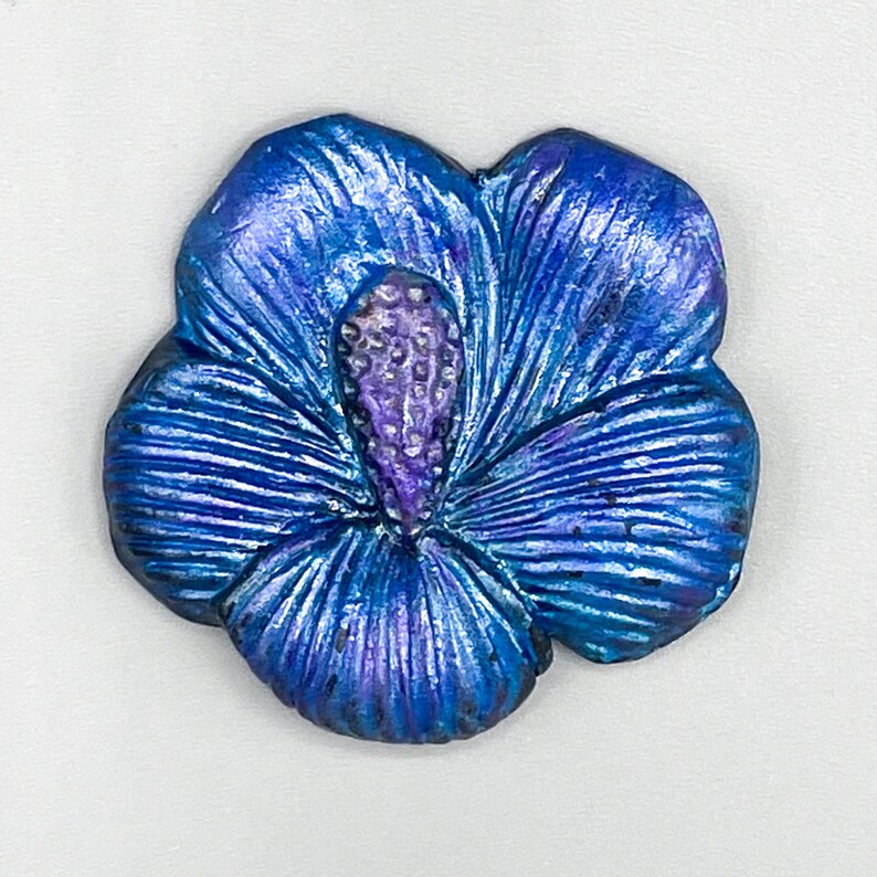 Handmade Clay Cabochon Flower for Bead Embroidery Pendant, Handmade Clay Focal Cabochon for Necklace or Bracelet, Sculpted by Paulette Baron image 5