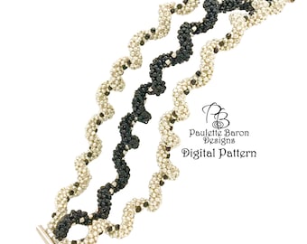 Beaded Spirals Bracelet Pattern: 3D CRAW, Right Angle Weave Digital Download