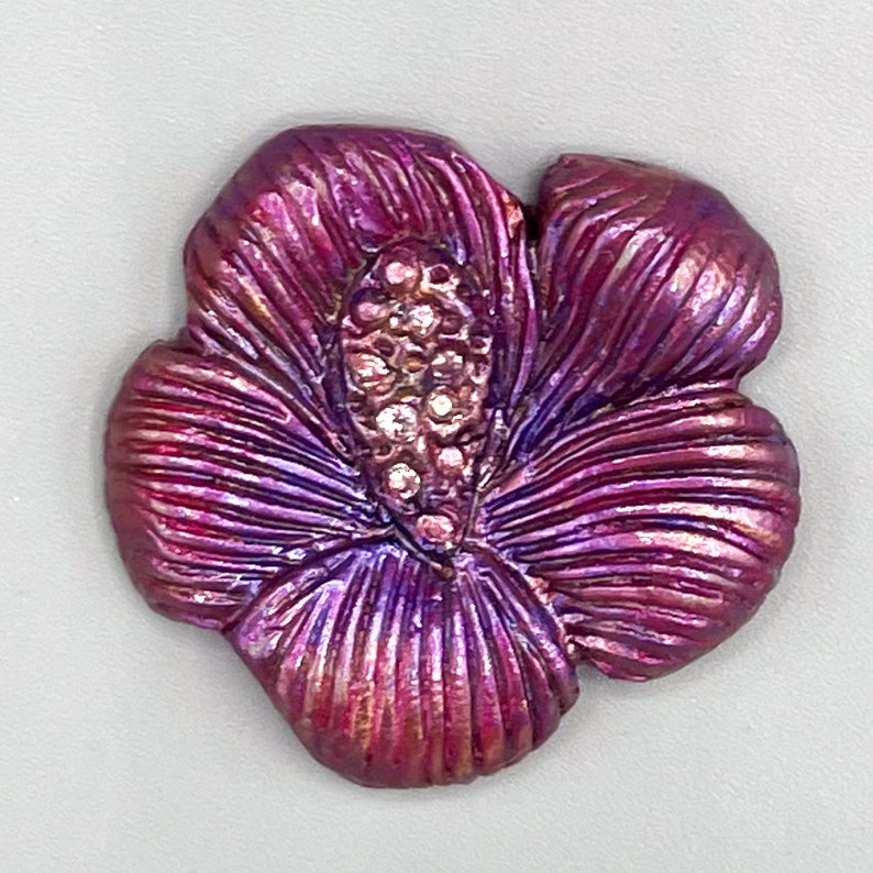 Handmade Clay Cabochon Flower for Bead Embroidery Pendant, Handmade Clay Focal Cabochon for Necklace or Bracelet, Sculpted by Paulette Baron image 4
