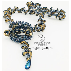 Pattern for 3D Peyote Ruffles & RAW Necklace, Catch the Swirls  Peyote and Right Angle Weave Beadwoven with Seedbeads, CRAW Beading Tutorial