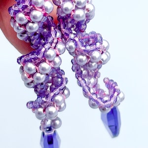 3D Spiral Peyote Pearl Earrings PDF Pattern, Treasure Trove Beaded Earrings Beadwoven, Peyote Pearls, crystals Seed beads, Bead weaving image 5