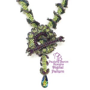 Pattern for 3D Peyote Ruffles & RAW Necklace, Catch the Swirls  Peyote and Right Angle Weave Beadwoven with Seedbeads, CRAW Beading Tutorial