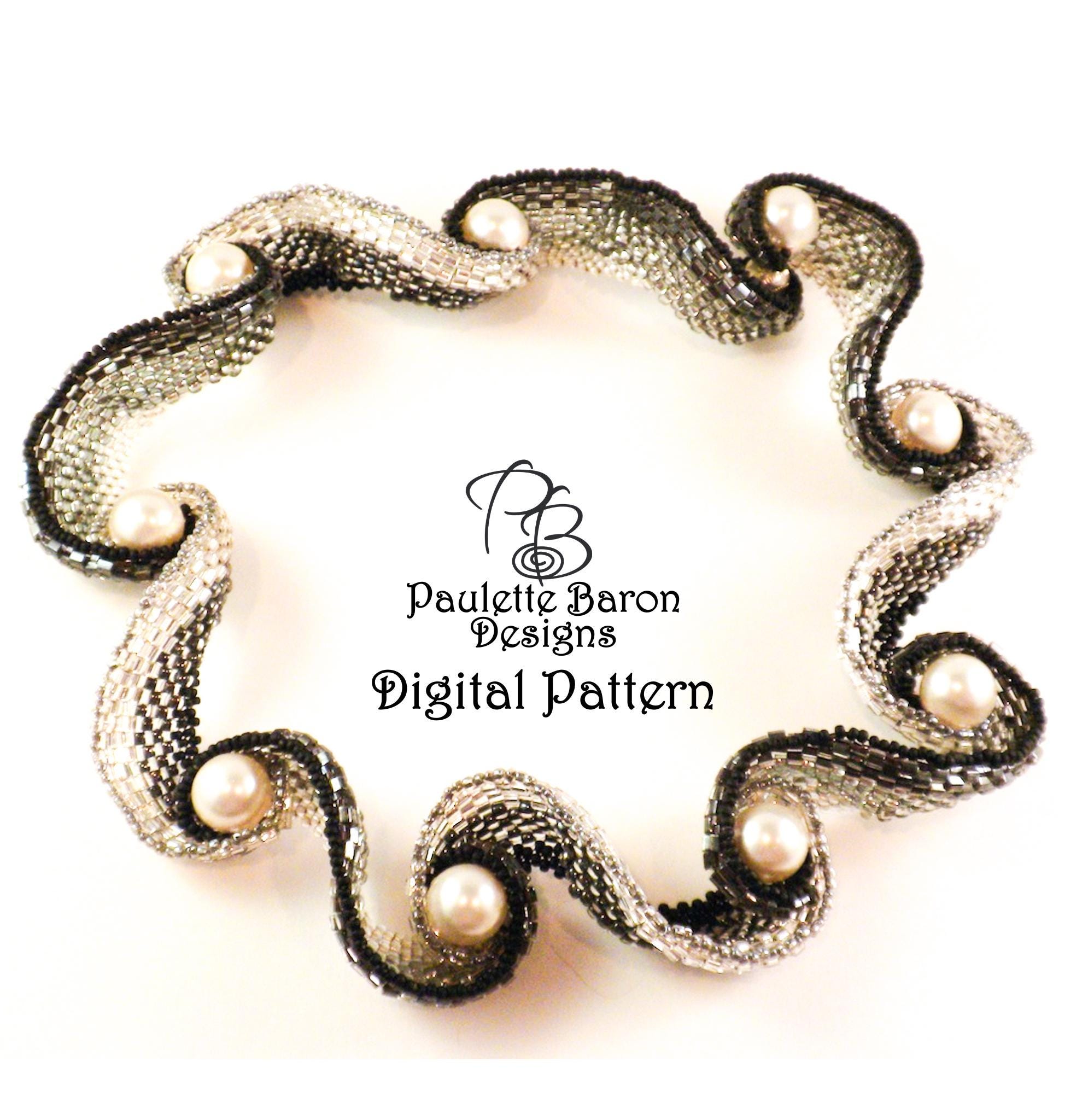 Pattern for Beaded Spiral Waves Peyote Necklace, 3D Ribbons of ...