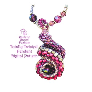 Pattern for 3D Beaded Spiral Necklace, Totally Twisted Beadwoven Pendant, Peyote with Seedbeads, Peyote BeadWeaving Tutorial, Cellini Spiral