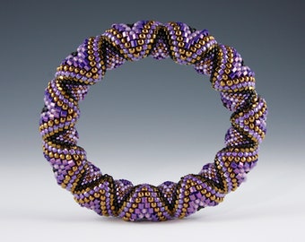 Cellini Spiral Aztec Bangle PDF Seed Beaded Pattern from 2008, 3D Tubular Peyote Bracelet Bead woven, Peyote Spiral Bead weaving Tutorial
