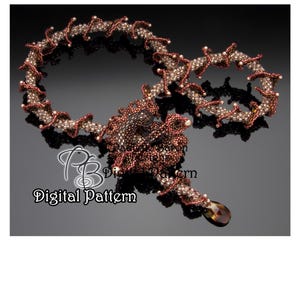 Pattern for 3D Peyote Ruffles & RAW Necklace, Catch the Swirls  Peyote and Right Angle Weave Beadwoven with Seedbeads, CRAW Beading Tutorial