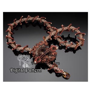 Pattern for Peyote and RAW Ruffled Necklace, Catch the Swirls 3D Peyote Right Angle Weave Beadwoven with Seedbeads, CRAW Beading Tutorial