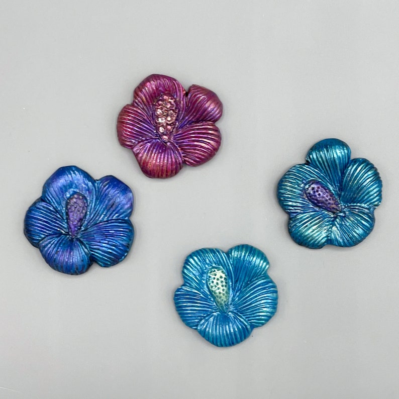 Handmade Clay Cabochon Flower for Bead Embroidery Pendant, Handmade Clay Focal Cabochon for Necklace or Bracelet, Sculpted by Paulette Baron image 1