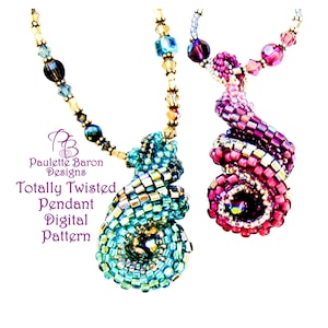 Pattern for 3D Beaded Spiral Necklace, Totally Twisted Beadwoven Pendant, Peyote with Seedbeads, Peyote BeadWeaving Tutorial, Cellini Spiral