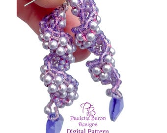 Spiral Peyote Beaded Dangle Earrings Pattern, Beadwoven 3D Peyote with Pearls, Crystals, Seed Beads Bead Weaving Cellini Spiral Tutorials