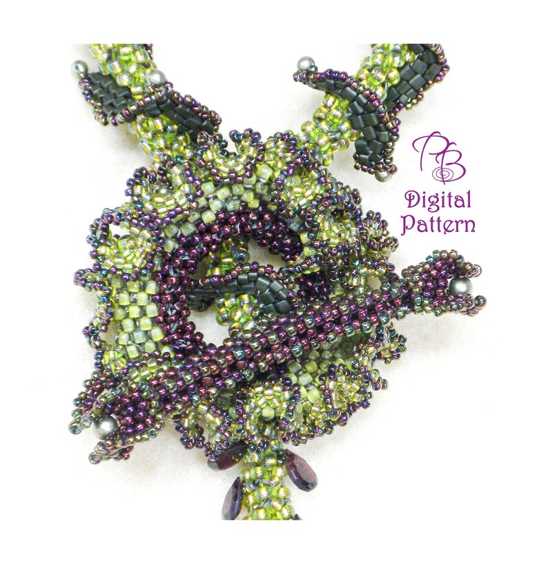 Kentucky Ruffles Patterns Pattern for 3D Peyote Ruffles & RAW Necklace, Catch the Swirls Peyote ...