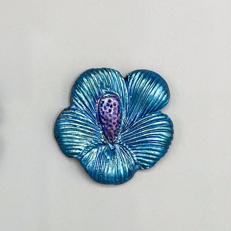 Handmade Clay Cabochon Flower for Bead Embroidery Pendant, Handmade Clay Focal Cabochon for Necklace or Bracelet, Sculpted by Paulette Baron image 7