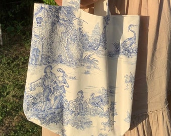 Petit tote bag - Toile de Jouy