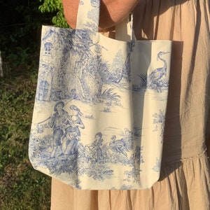 Petit tote bag - Toile de Jouy