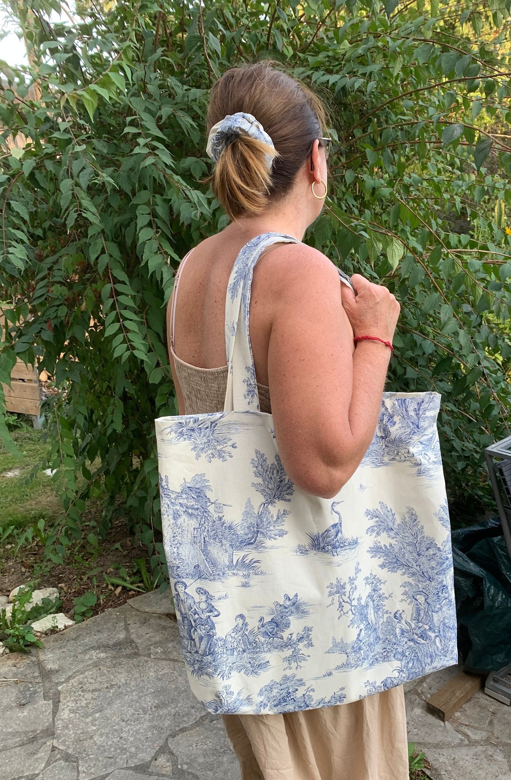 Sac cabas toile de jouy