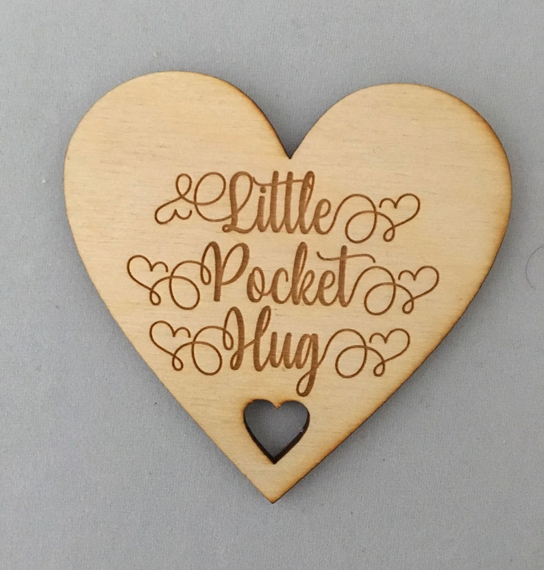 Style 1 Little Pocket Hugs wooden hearts to show our Etsy
