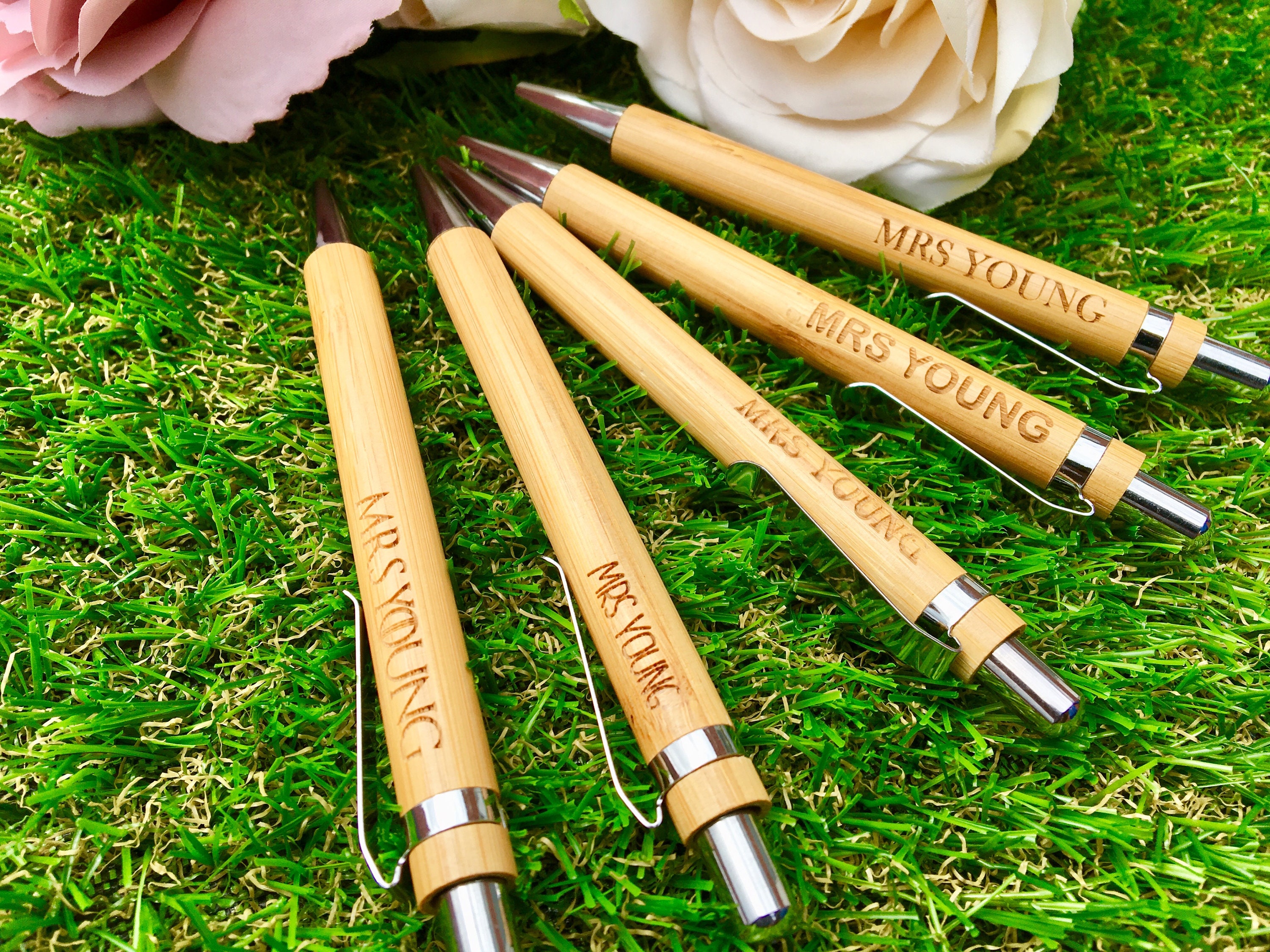 PERSONALISED Exotic Natural Bamboo Pens Engraved Bamboo - Etsy UK