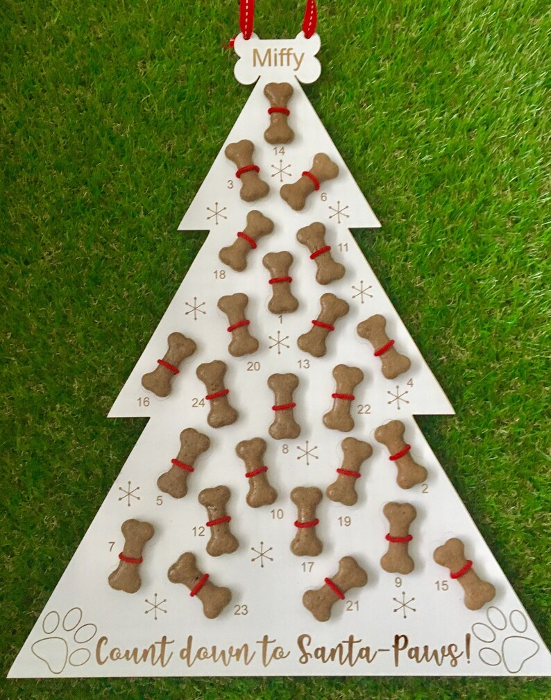 Personalised Dog Christmas Tree & Bone Advent Wooden Calendar Etsy UK