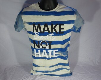 Make Beats Not Hate Stripped Acid Wash shirt size small