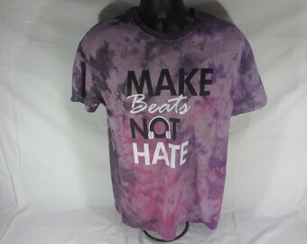 Make Beats Not Hate - Grunge Splatter Tie Dye T-shirt - Size Large