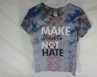 Make Beats Not Hate - Grunge Splatter Tie dye - Woman's  t-shirt - Size Large