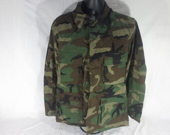Spreading Love With Smiles - Woodland Camouflage Army Jacket - Size Medium