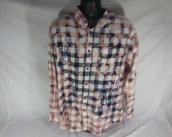 Crofts & Barrow - We Live For Hope - Peace/Love - Acid Wash Flannel L/S t-shirt - Size Large