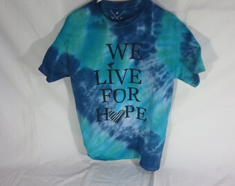 We Live For Hope - United As One - Blue, Green tie dye splatter t-shirt - size medium