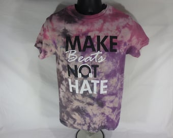 Make Beats Not Hate - Grunge splatter tie dye t-shirt - Size Small