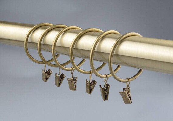 Lot de 14 Anneaux de Rideau avec Pince et Crochet - Bronze Antique Lot de 14 Anneaux de Rideau avec Pince et Crochet - Bronze Antique
