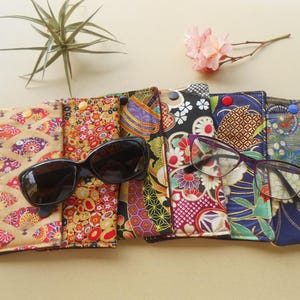 étui à lunettes de soleil, étui à lunettes de vue, pochette à lunettes, rembourrée ouatine , tissu japonais