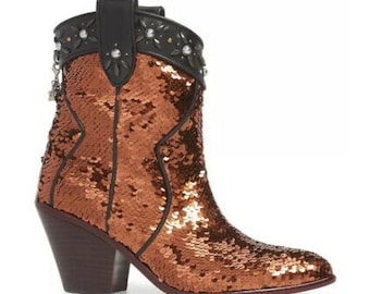 Designer Coach sequin embellished western boots  brand new size au 8