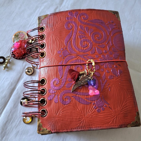 Porte carnet en Cuir Vintage , Junk , Carnet de note , Fait main , Faux Midori