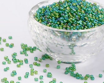 1000 pcs Round GLASS SEED BEADS, Rocailles - Green - Size 12/0 Diameter 2 mm - Handmade Jewelry Making