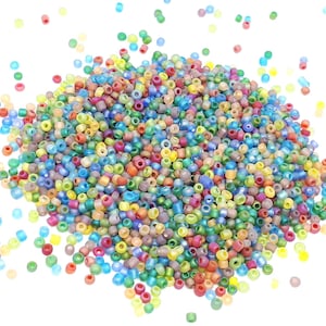 1000 pcs Round GLASS SEED BEADS, Rocailles - Multicolor matte - Size 12/0 Diameter 2 mm