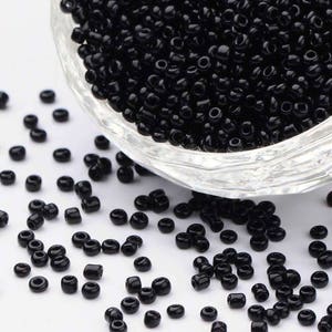 1000 pcs Round GLASS SEED BEADS, Rocailles - Black color - Size 12/0 Diameter 2 mm - Handmade Jewelry Making