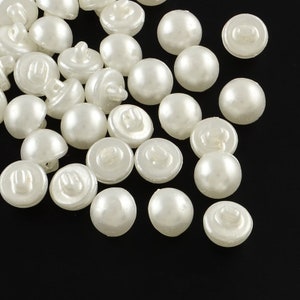 20 BOUTONS de TIGE Blanc NACRE Aspect Perle nacrée Acrylique diamètre 10 mm 1 trou creation couture Diy image 3