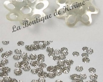 100 COUPELLES PERLE INTERCALAIRE metal argente 6 mm - creation bijoux perles