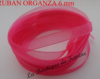 10 Mètres de RUBAN ORGANZA ROSE 6 mm - creation bijoux perles scrapbooking