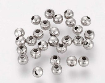 200 PERLES métal ARGENTE diametre 3 mm - Perles Intercalaires - Perles d'espacement - creation bijoux perles