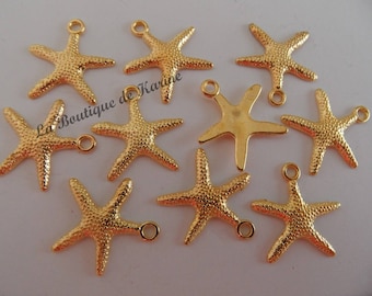 10 charms CHARMS beads metal sea star Golden - creating jewelry