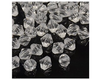 50 beads BICONES resin transparent 8 mm - creating jewelry